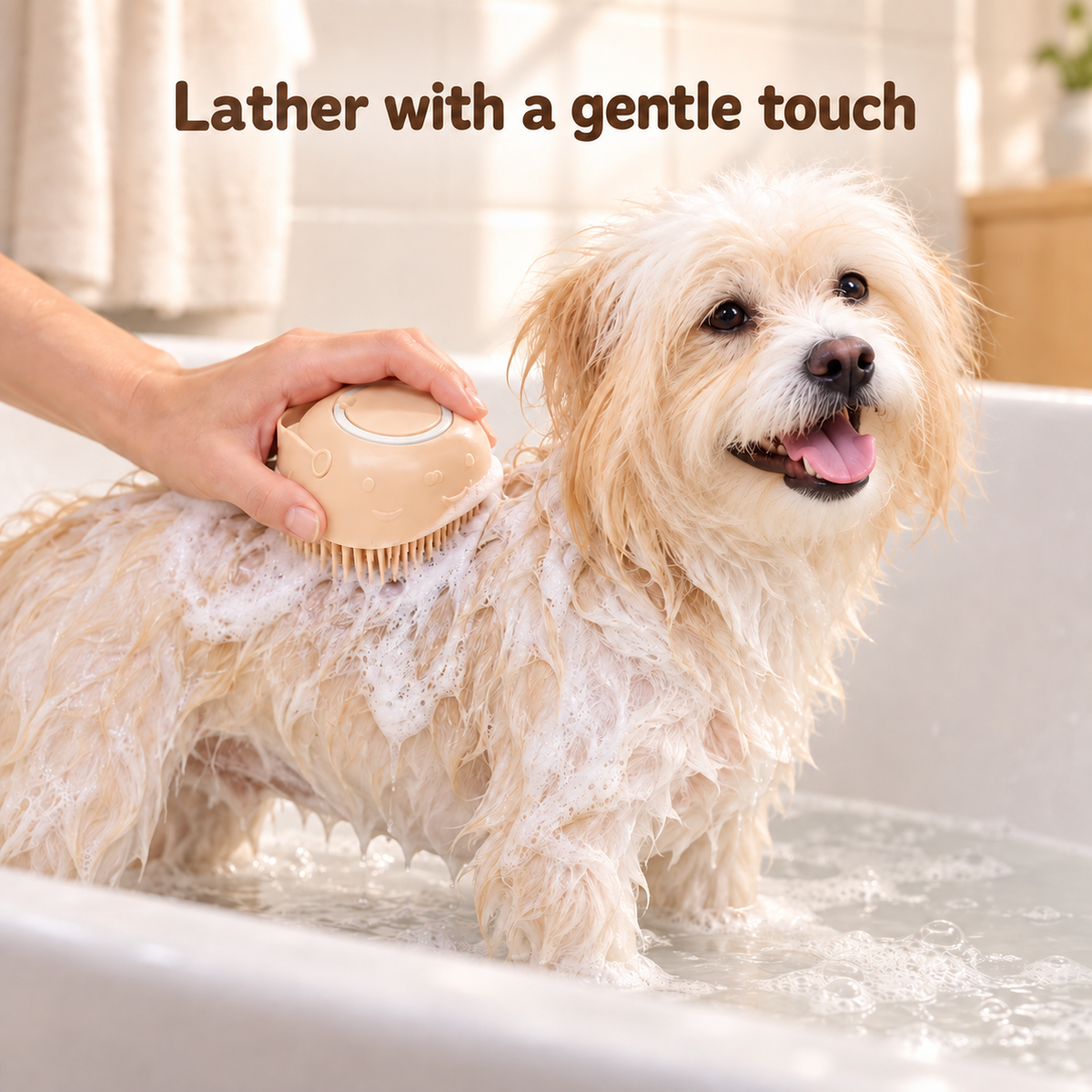 RainyPaws Bath Time Set – Dog Drying Robe & Shampoo Brush