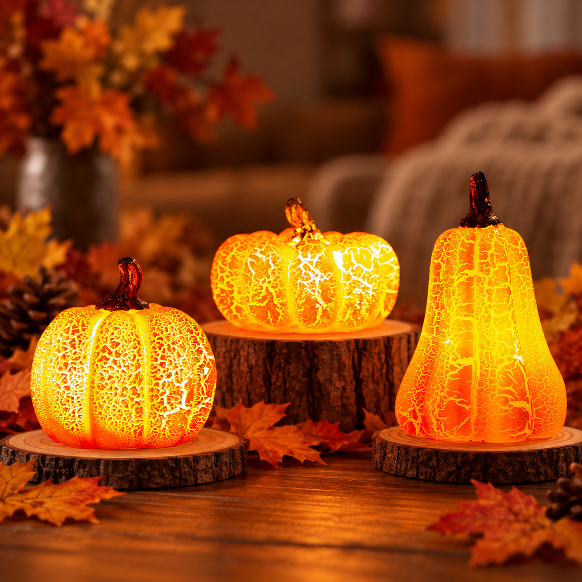 Mini LED Pumpkin Lanterns – Halloween Set of 3