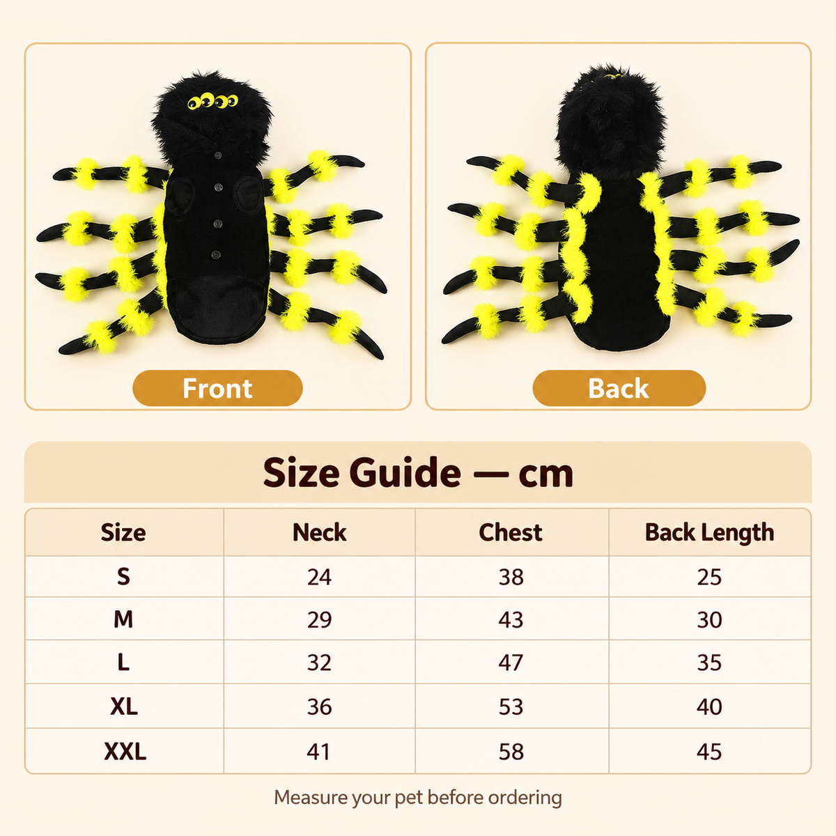 Fuzzy Spider Halloween Dog Costume