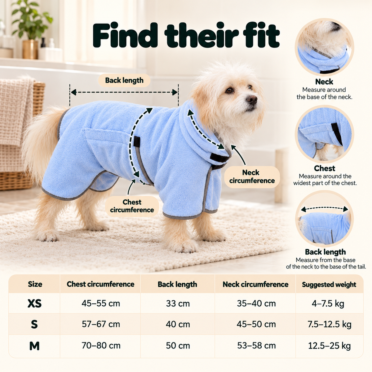 RainyPaws Bath Time Set – Dog Drying Robe & Shampoo Brush