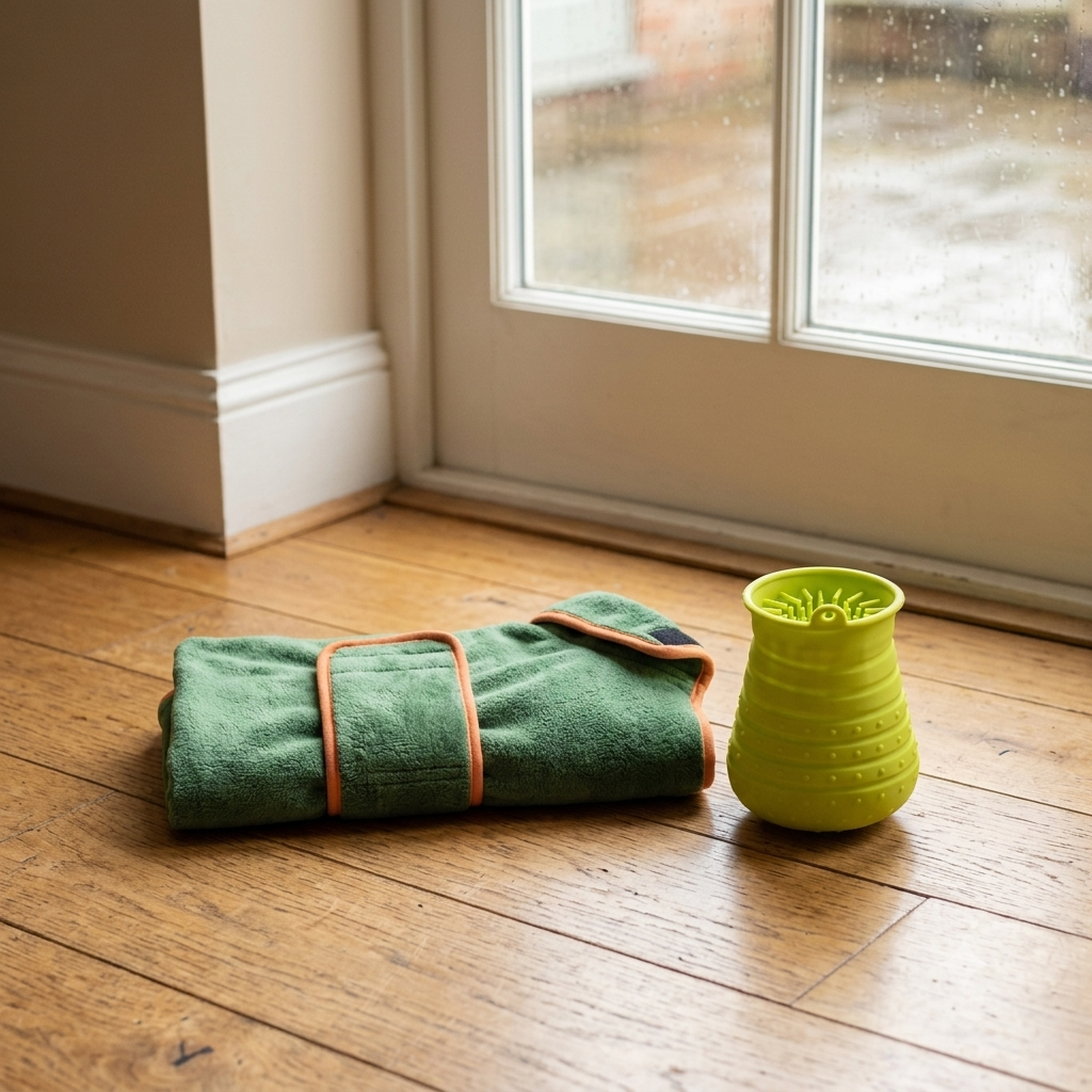 Rainy Walk Kit – Microfibre Dog Drying Robe & Paw Cleaner Bundle