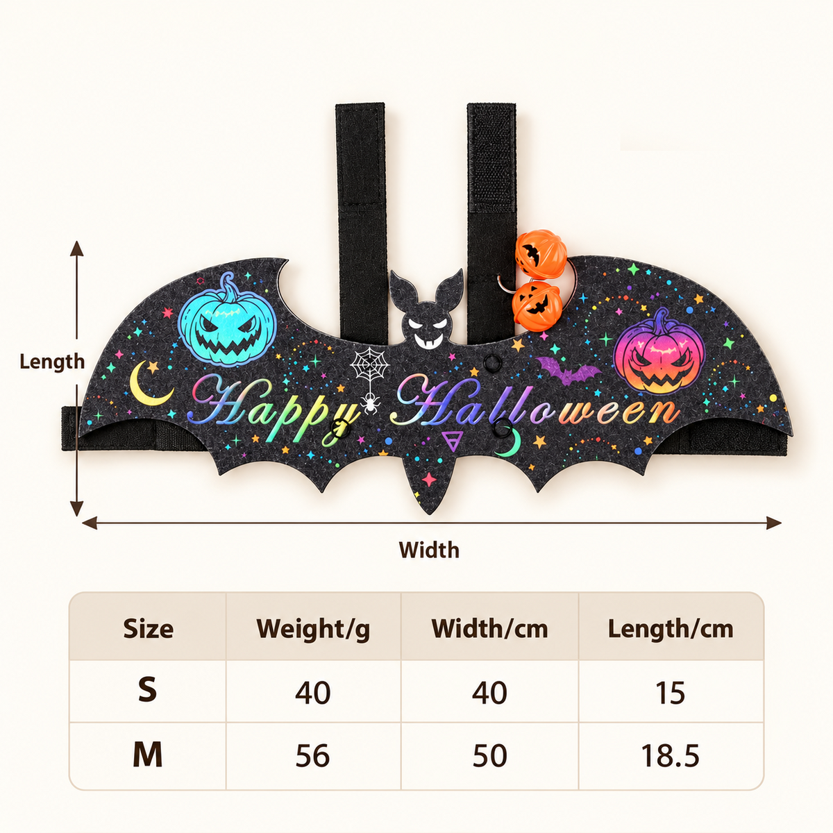 Halloween Bat Wings with Bells – Pet Costume