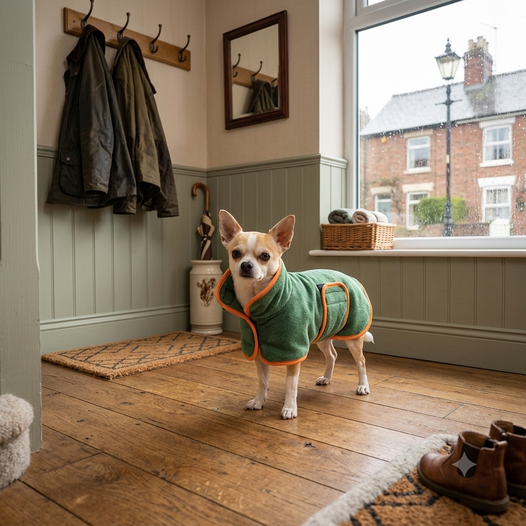 Rainy Walk Kit – Microfibre Dog Drying Robe & Paw Cleaner Bundle